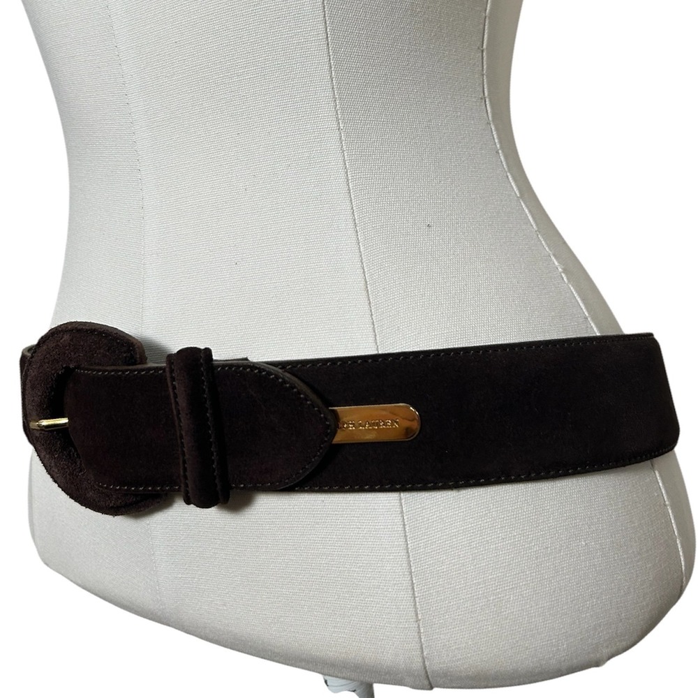 Ralph Lauren Dark Brown Suede Waist Belt Old Money Fall Made Italy Womens M